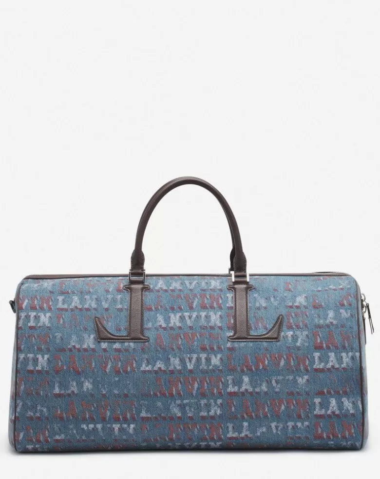 Uomini Lanvin Borsa Da Viaggio X Future In Denim Con Stampa Logo