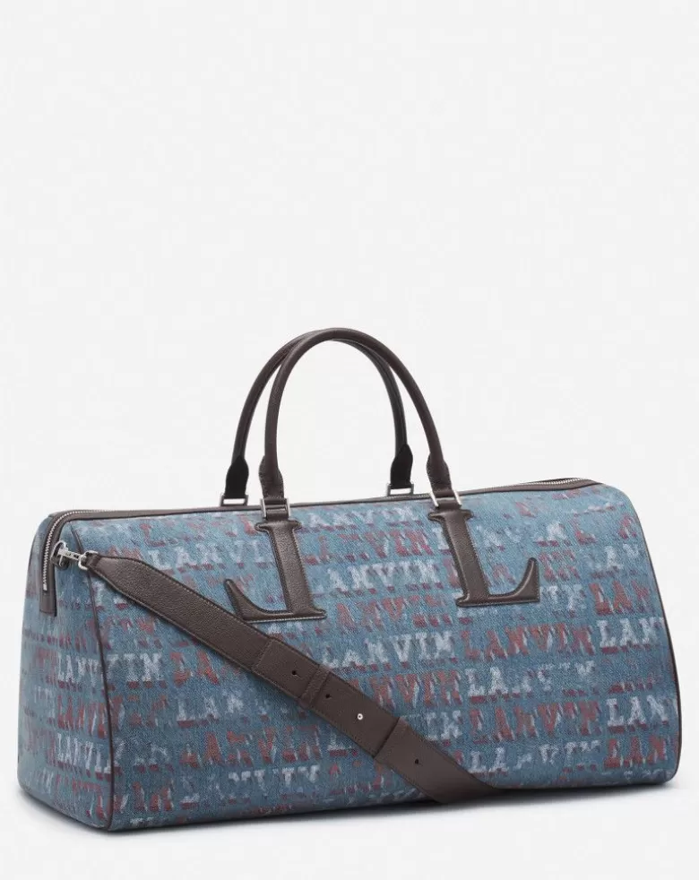 Uomini Lanvin Borsa Da Viaggio X Future In Denim Con Stampa Logo