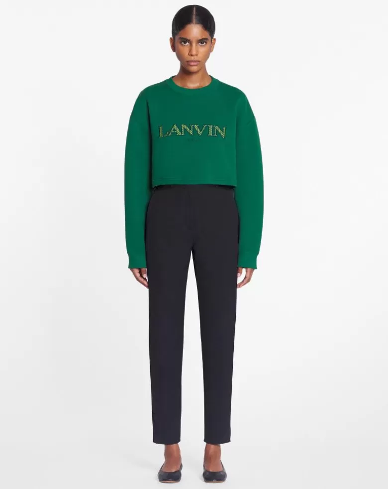 Donne Lanvin Felpa Cropped Con Ricamo Cord