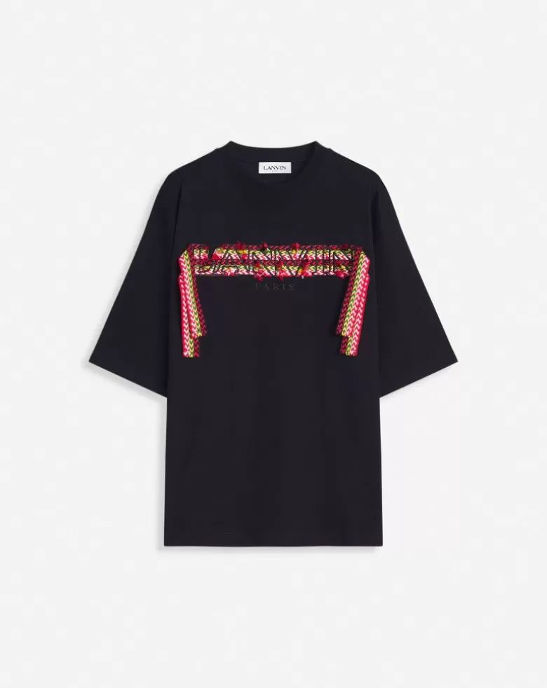 Uomini Lanvin T-Shirt Oversize Ricamata Curb